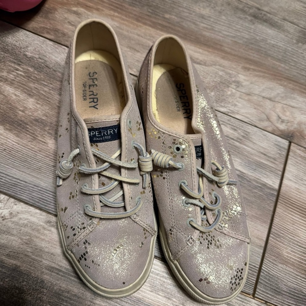 Sperry Women's Glitter Lace-Up Sneakers - Blush